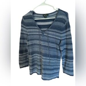 Lauren Ralph Lauren Blue Striped knit V-Neck Sweater